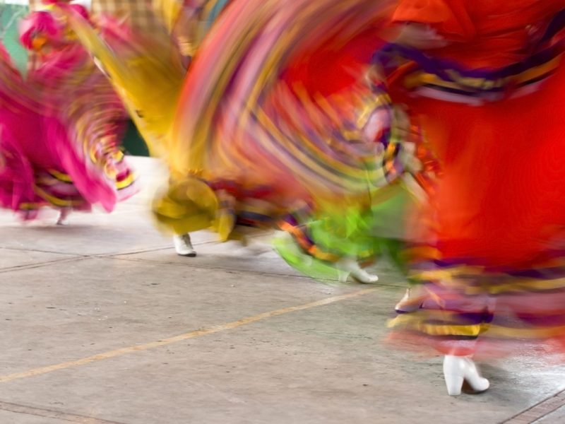 Mexican folklore dancers. Blurred motion.