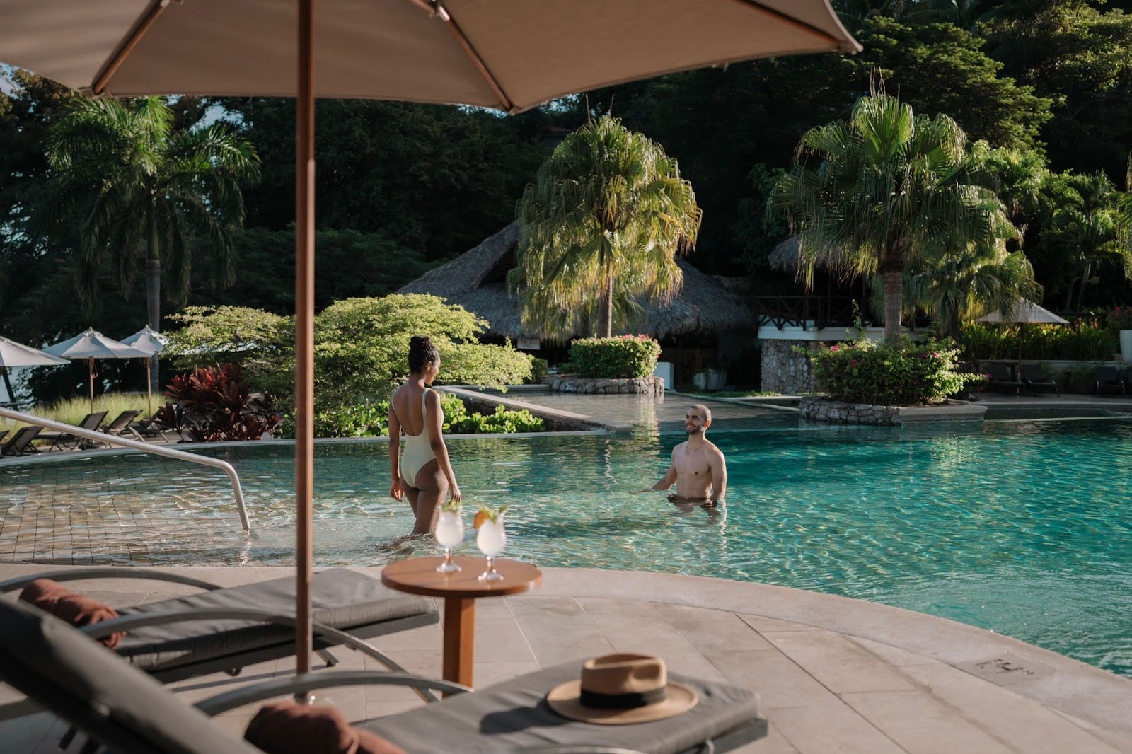 Couple relaxing in the pool