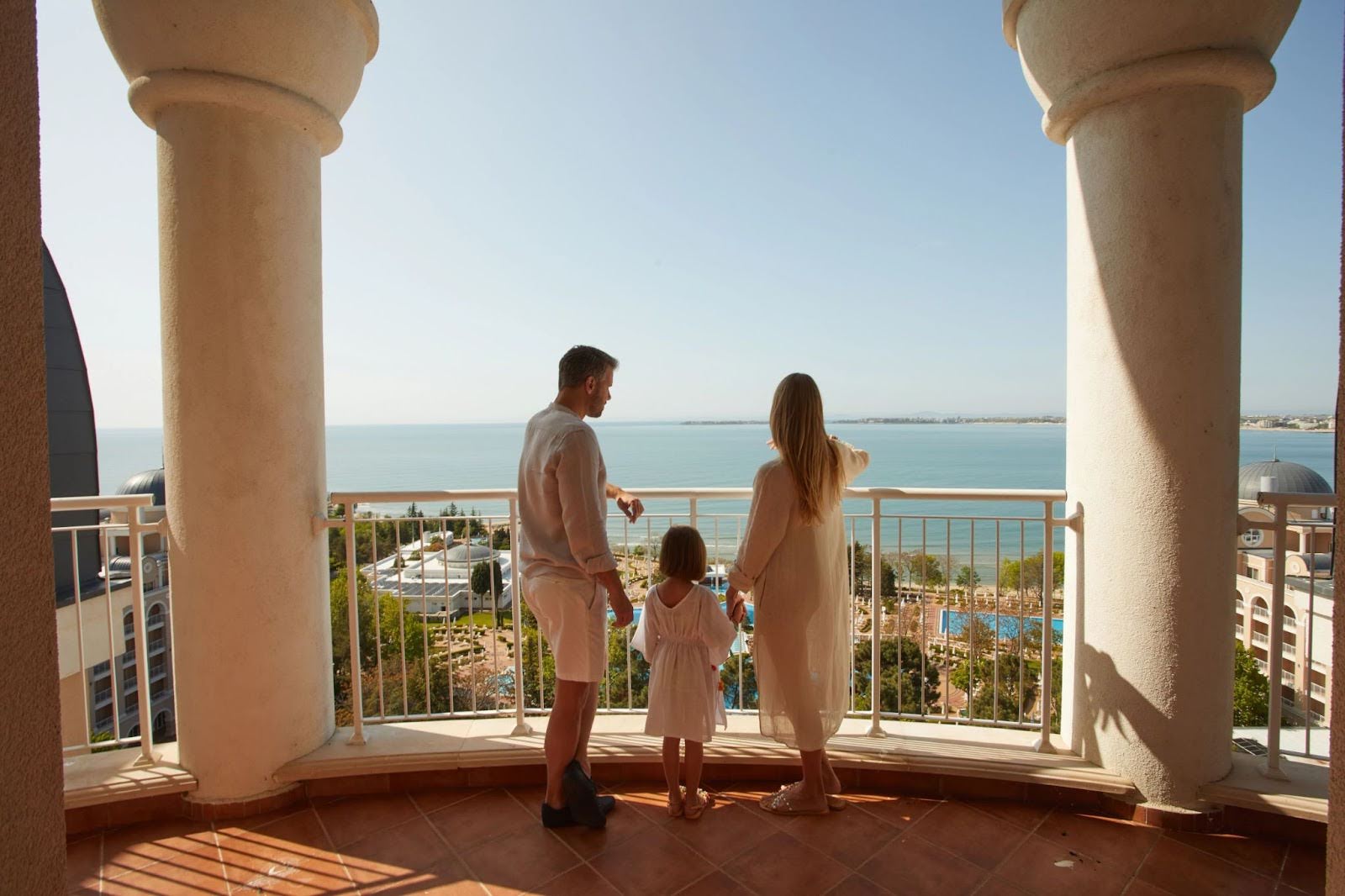 Family watching a beautiful view