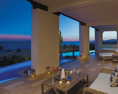 private terrace with plunge pool and ocean view at sunset secrets puerto los cabos golf & spa resort