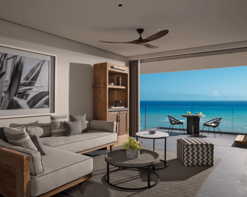 modern oceanview suite with living area and private terrace secrets moxché playa del carmen