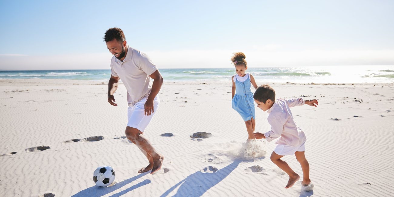 Soccer Family Lifestyle by the beach