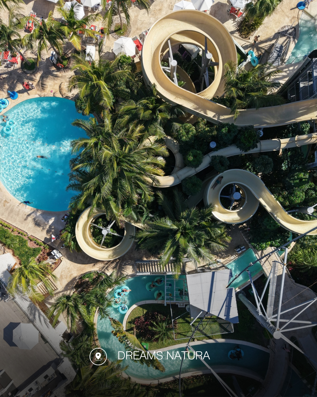 Waterslides and family water park at Dreams Natura Resort and Spa